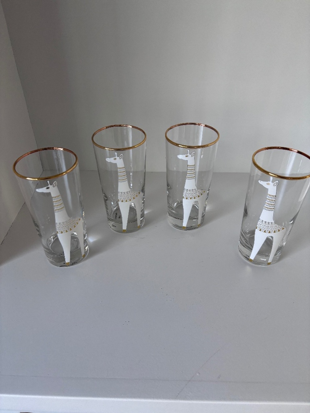 4 vintage Jonathan Adler giraffe highball glasses